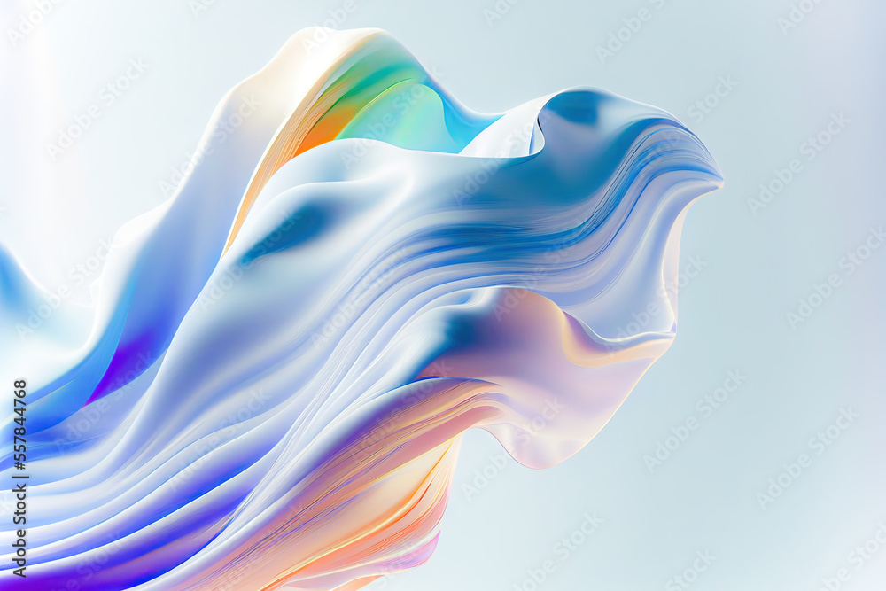 Abstract fluid 3d render,flying silk cloth curtain,Abstract 3D Background,Digital fabric. Sci-fi background