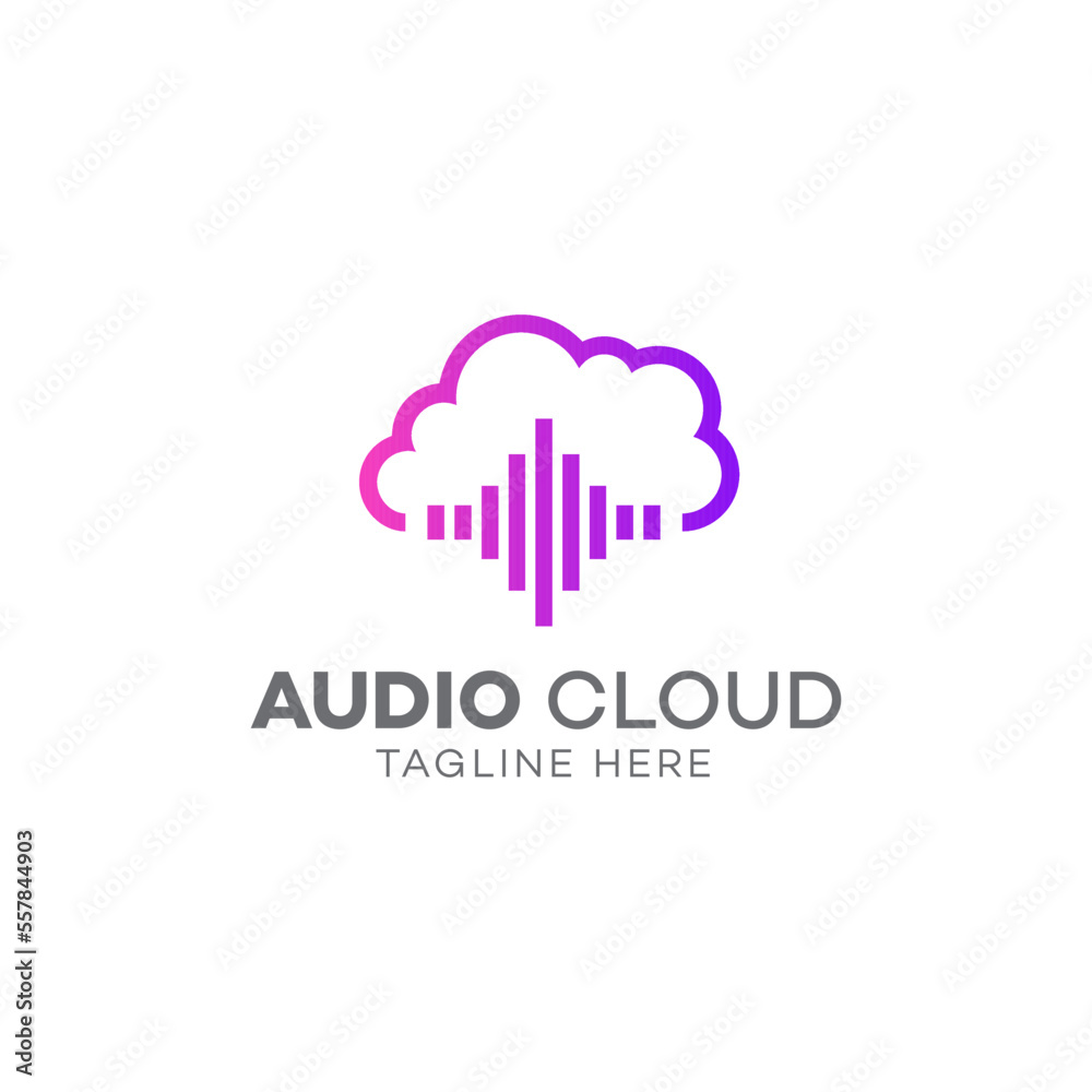Audio cloud logo concept, Sound wave logo, Sound wave icons set, Music waves symbols, Audio logo template, Voice equalizer symbols
