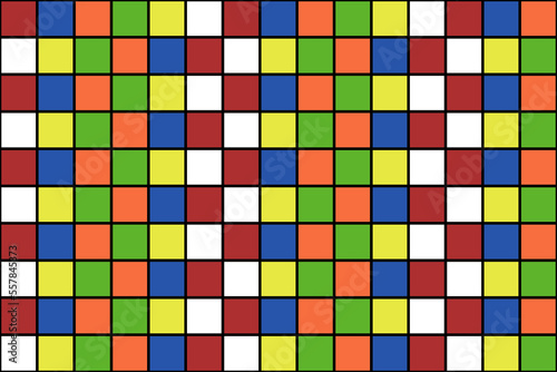 Rubik's cube concept colorful square background.