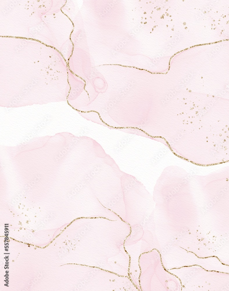 Watercolor pink marble background with gold glitter Watercolor pink marble background with gold glitter