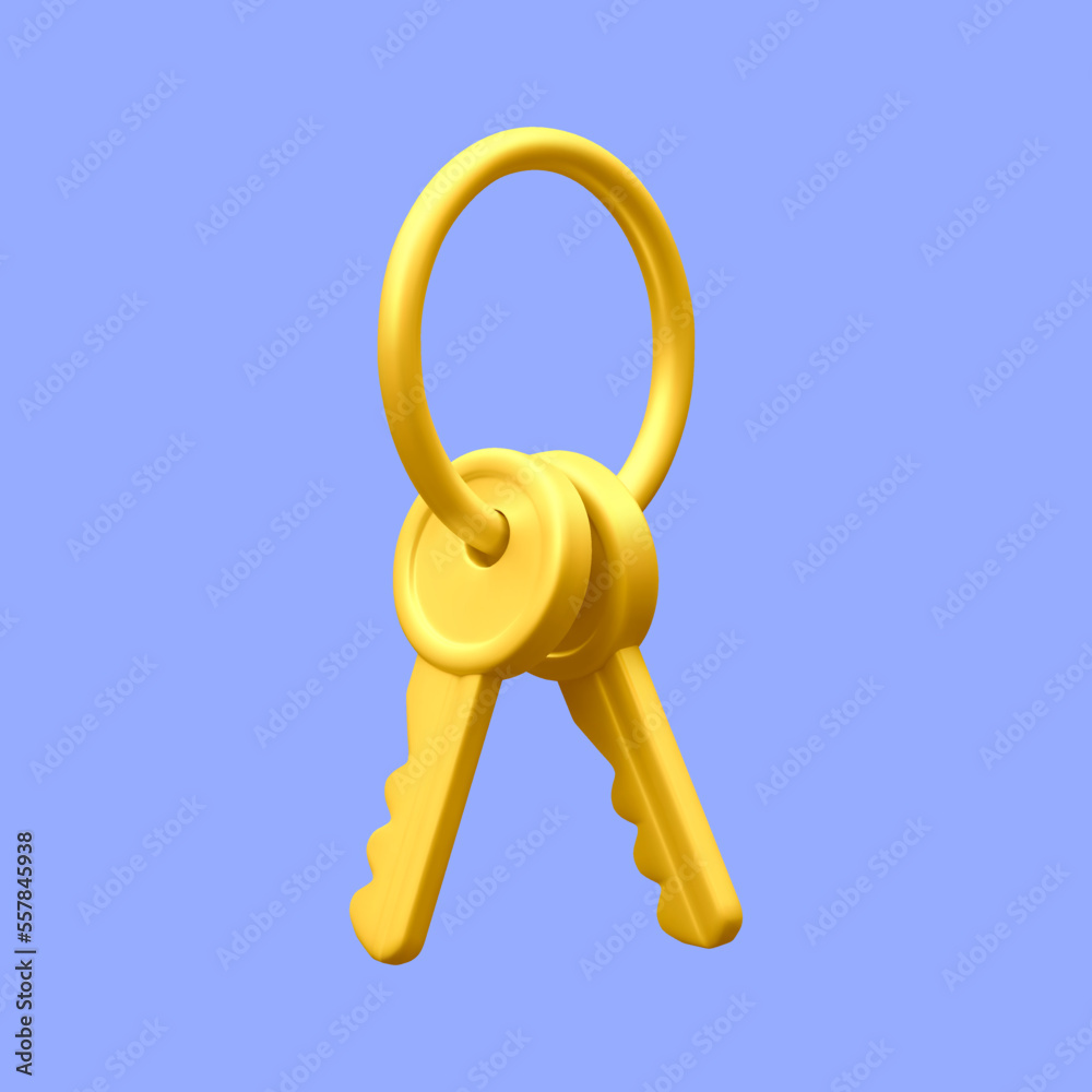 3d realistic golden bunch of keys isolated in light background. Vector illustration 3d realistic golden bunch of keys isolated in light background. Vector illustration