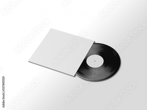 Vinyl Cover and Cover Mockup of a Flat-lay View and a Clean White Background photo