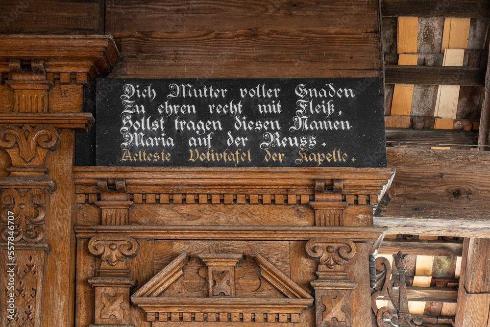 Inschrift in der Spreuerbrücke, Luzern Schweiz