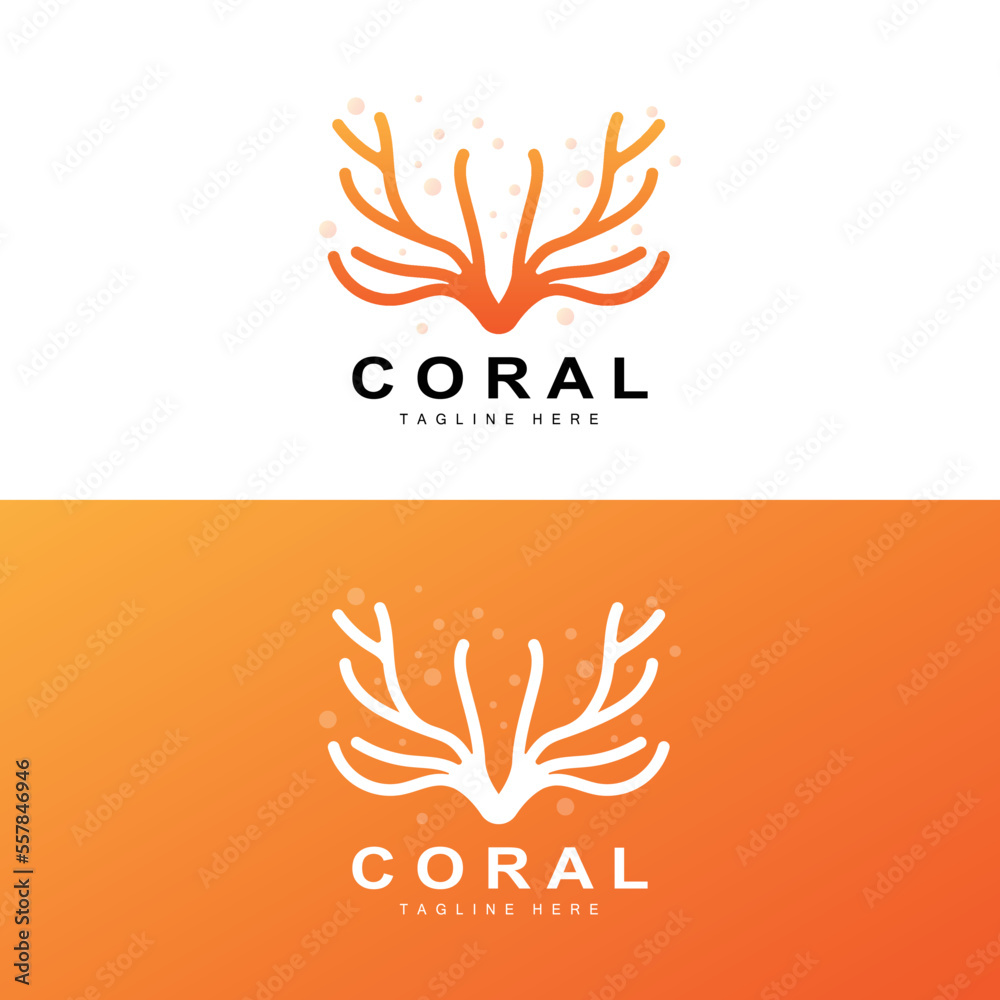 Coral Logo, Sea Plants Place Marine Animals, Ocean Vector, Seaweed Icons Coral Logo, Sea Plants Place Marine Animals, Ocean Vector, Seaweed Icons