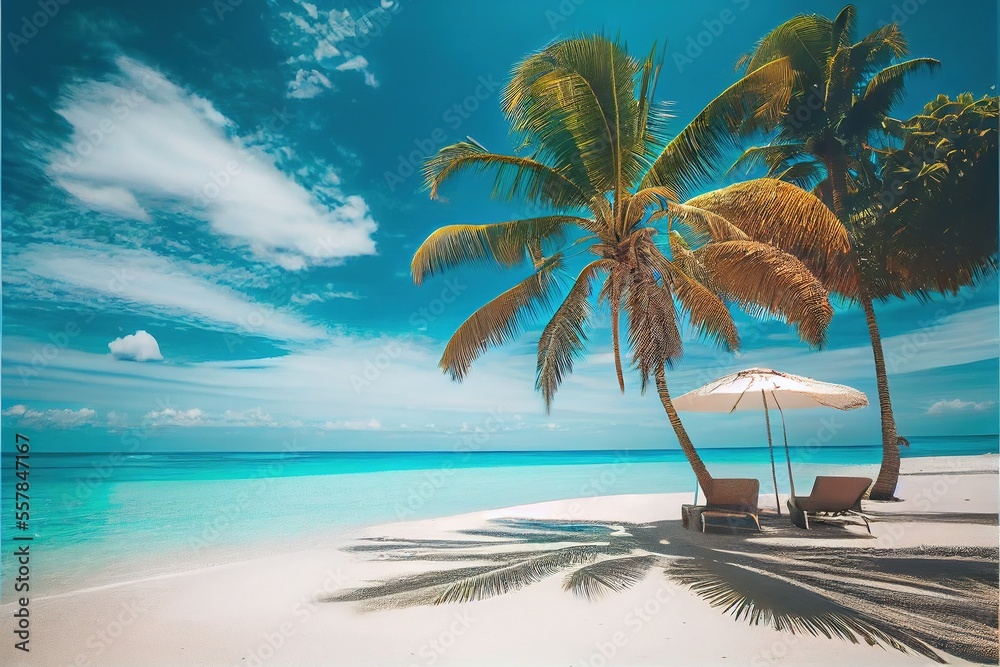 Stunning beach landscape on a tropical island - generative ai