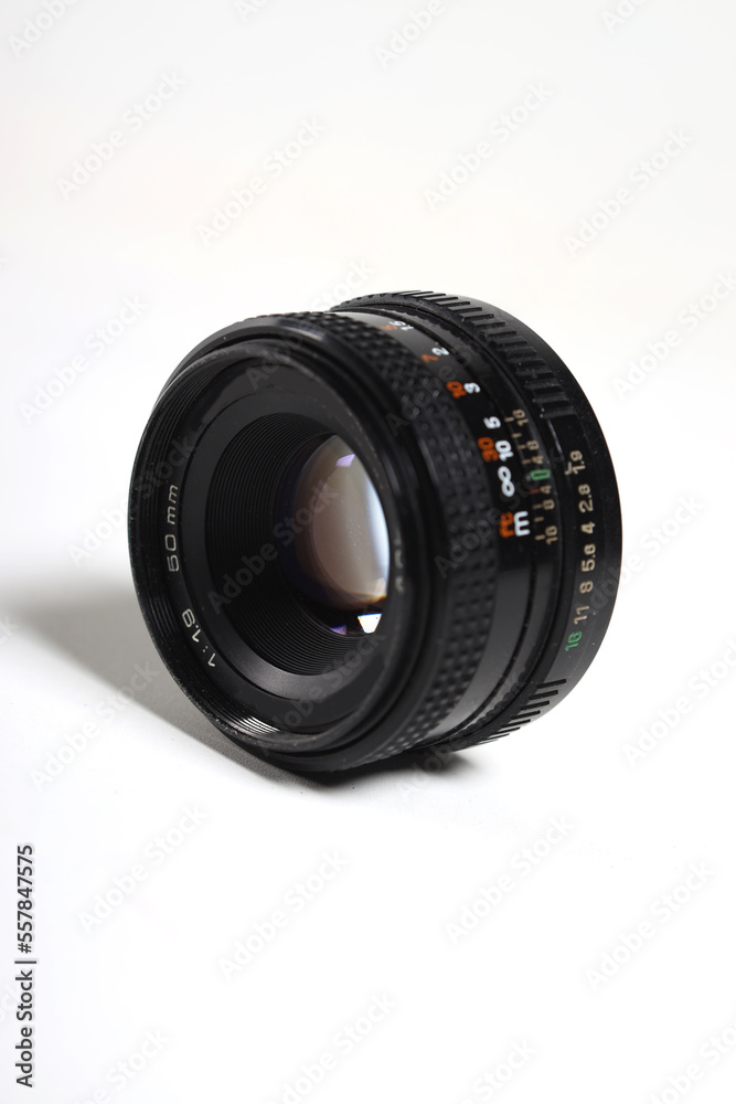 mechanical high-aperture lens on a white background