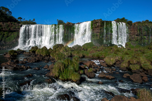 A view of one of the many waterfalls on the Brazilian side of Iguazu Falls.