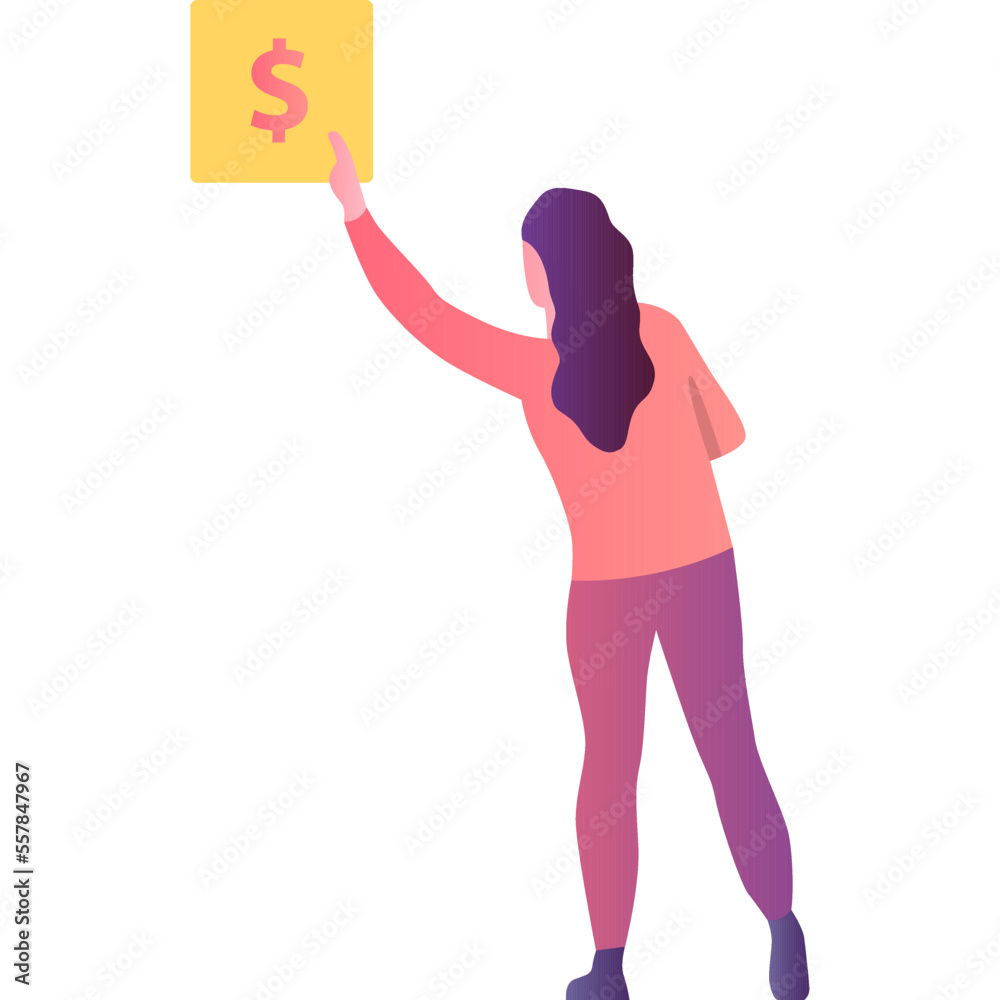Online payment icon vector woman push dollar sign Online payment icon vector woman push dollar sign
