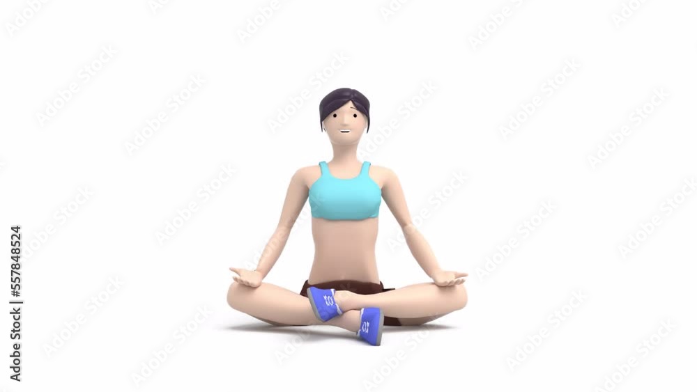 3d character girl meditates in the lotus position loop animation 4k 3d character girl meditates in the lotus position loop animation 4k