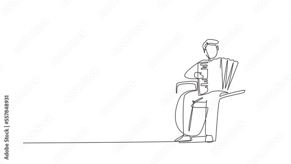 Animated self drawing of continuous line draw disabled man in