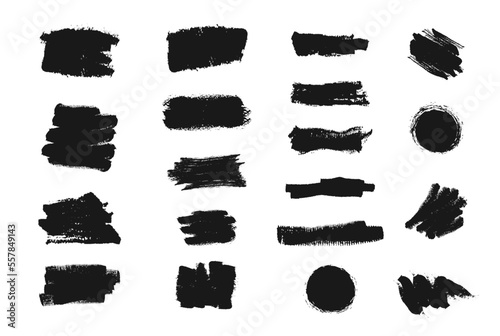 Grunge brushes black collection, texture print set. Illustration brush grunge of set, texture black ink of collection vector