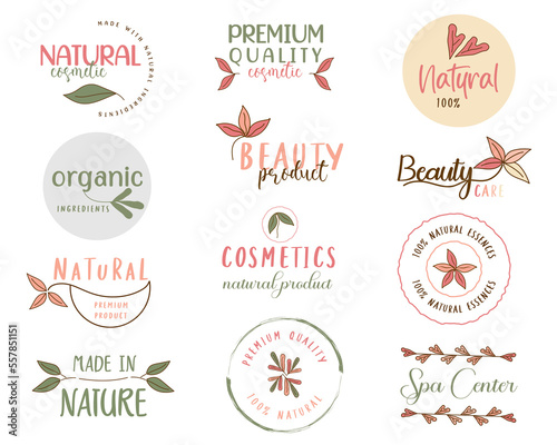Collection of logo and icon for beauty, cosmetics, spa and wellness, natural and organic products. Vector illustrations for graphic and web design for cosmetics, natural products and beauty center.