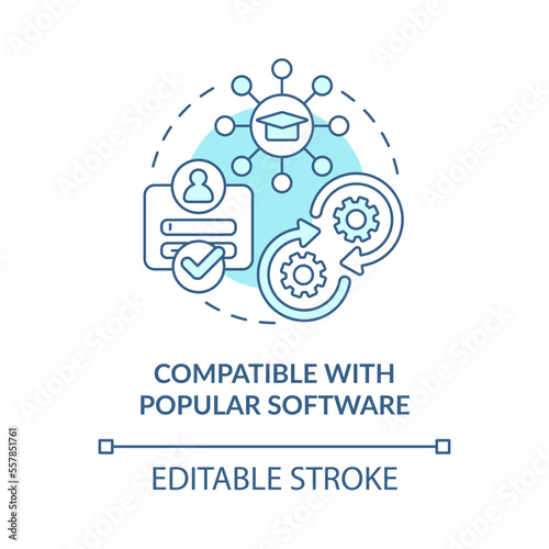Compatible with popular software blue concept icon. Learning management system abstract idea thin line illustration. Isolated outline drawing. Editable stroke. Arial, Myriad Pro-Bold fonts used