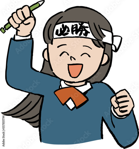 合格に向けて頑張る女子高生