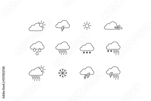 Weather icon set. Forecast weather illustration symbol. Sign climate vector desing.