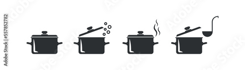 Pan icon set. Saucepan illustration symbol. Sign 
cooking pot vector desing. photo