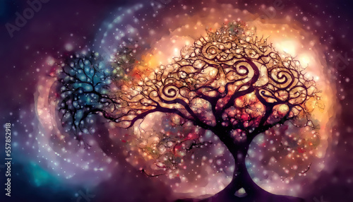 beautiful ornamental tree, digital art.
