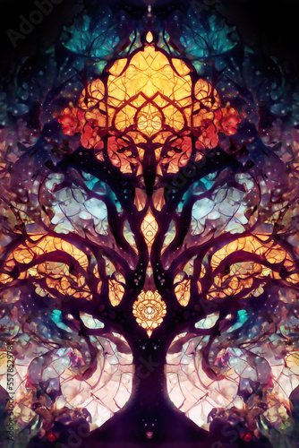 beautiful ornamental tree, digital art. photo