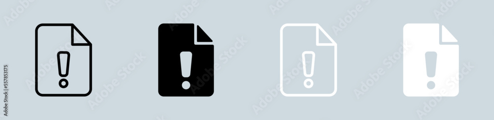 Exclamation icon set in black and white. Error signs vector illustration. Exclamation icon set in black and white. Error signs vector illustration.