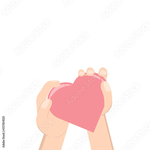 Hand Holding Heart Love Symbol Humanity and Charity Using Two Hand 
