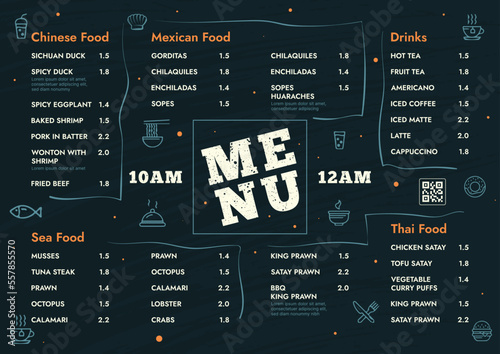 Restaurant cafe menu, template design,
A3 Size, Single page food menu template
