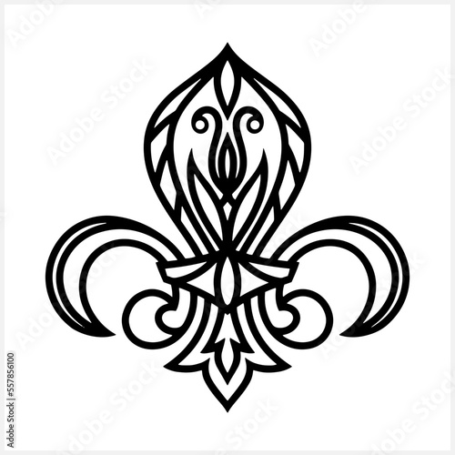 Vintage fleur de lis clipart isolated. Damask pattern. Engraving Vector stock illustration. EPS 10