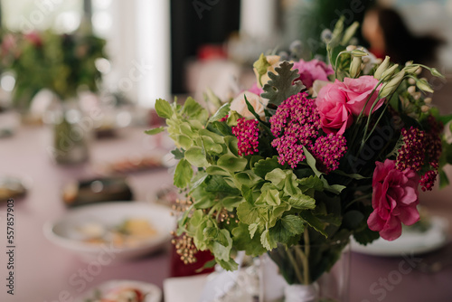 Wedding decorations, wedding bouquet, restaurant