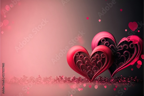 beautiful lovely valentine background with heart and glitter backdrop  generative ai