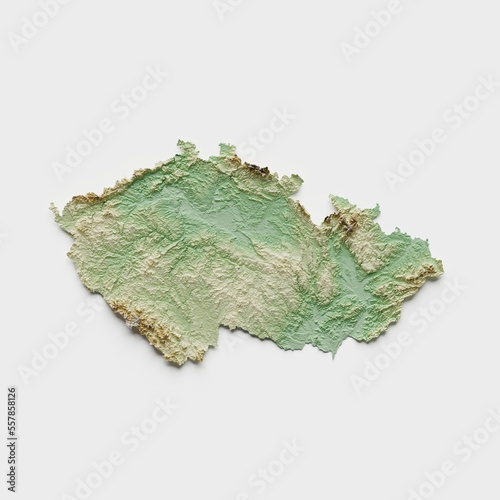 Czechia (Czech Republic) Topographic Relief Map  - 3D Render