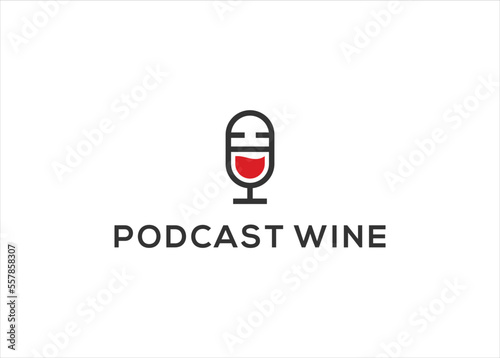 wine podcast logo design vector illustration template