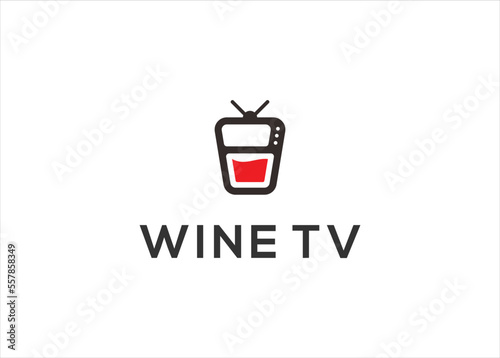 wine drink television logo design vector illustration, template