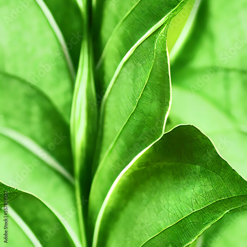 Long Green Tree Forest Leaves and Stems on Dark Background (Seamless Repeating Tiling Pattern) (AI)