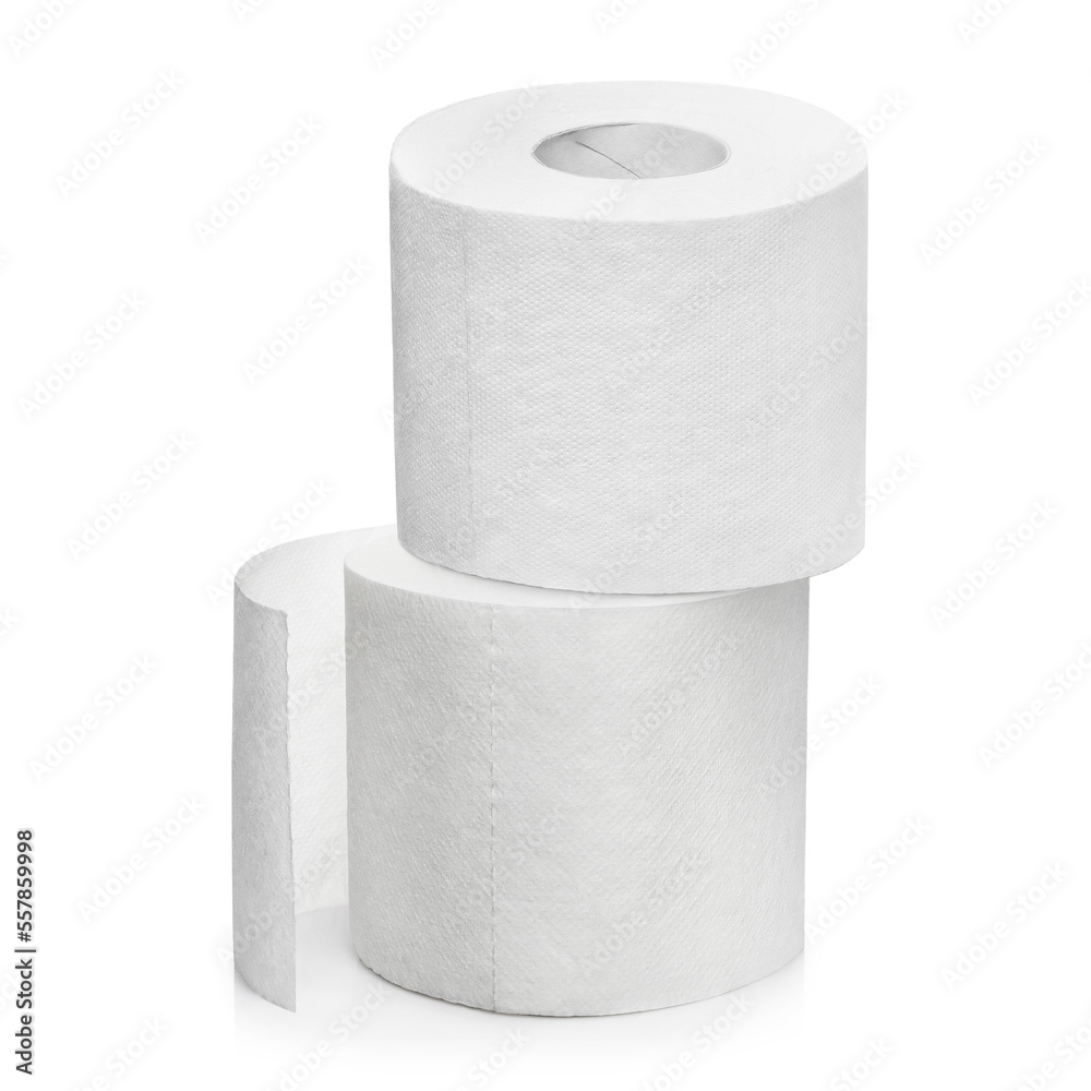 White toilet paper, isolated on white background White toilet paper, isolated on white background