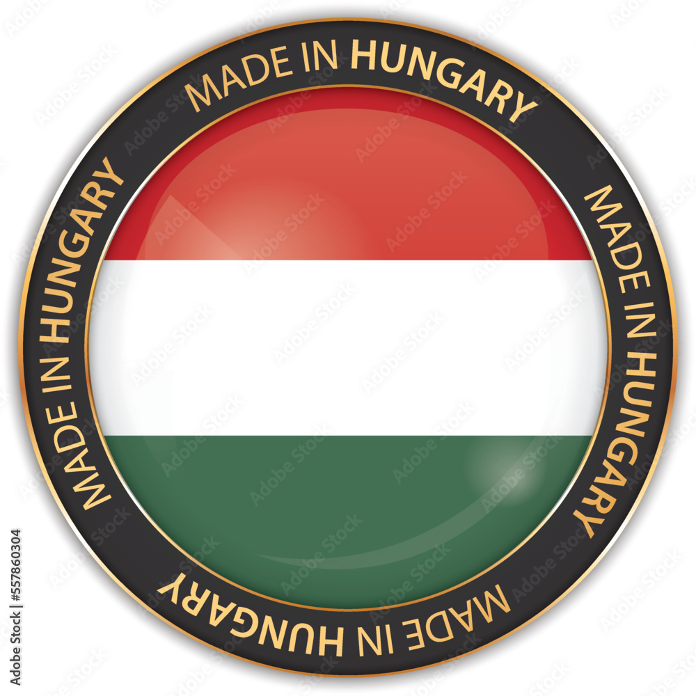 vector illustration of made in Hungary banner with national flag vector illustration of made in Hungary banner with national flag