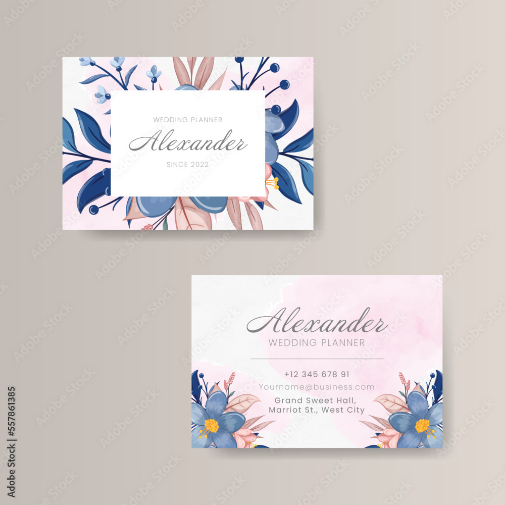 Watercolor floral wedding stationery template