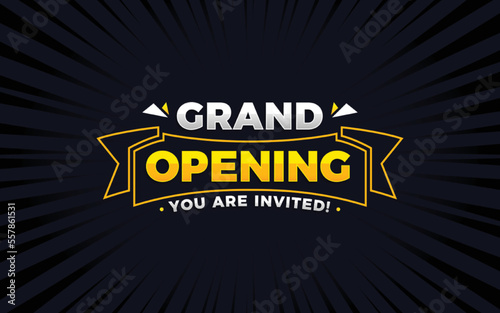 Grand opening sale poster, sale banner design template with 3d editable text effect