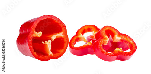 Red bell pepper slice isolated on transparent png