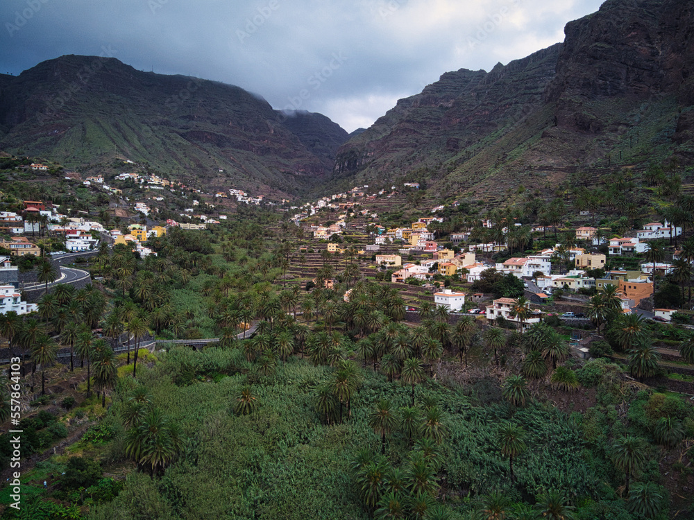 Aerial view of Valle Gran Rey on La Gomera