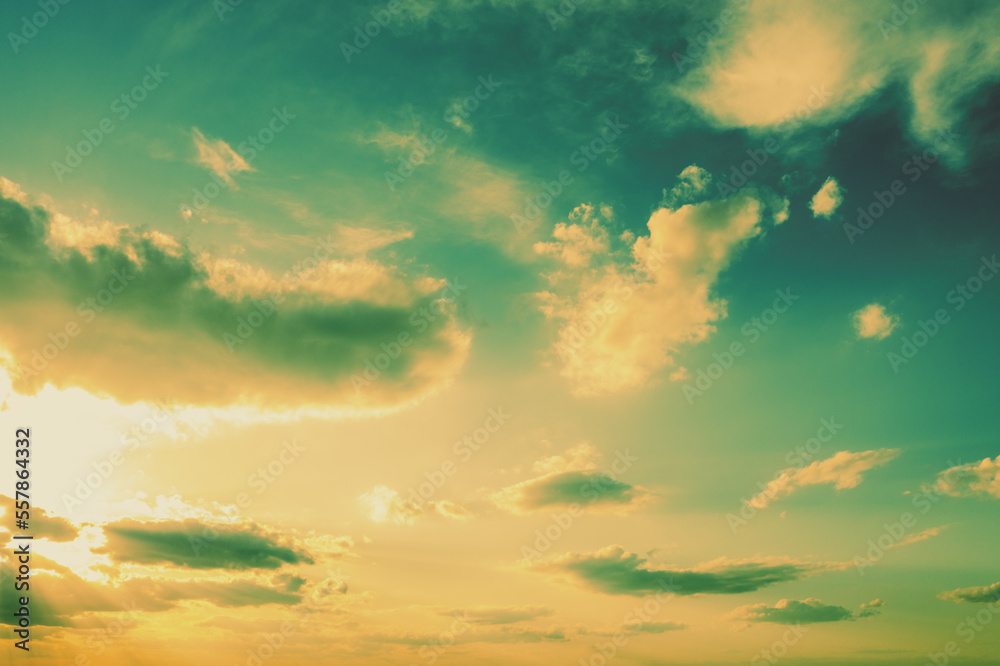 Cloudy sky at sunset. Gradient color. Sky texture, abstract nature background