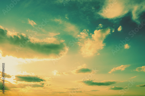 Cloudy sky at sunset. Gradient color. Sky texture, abstract nature background