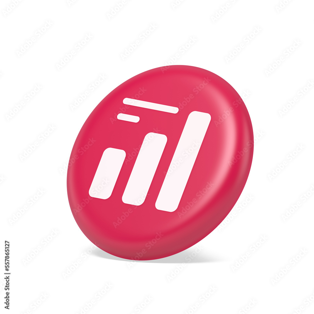 Bar graph business analyzing button diagram profit progress stock market stats 3d side view icon Bar graph business analyzing button diagram profit progress stock market stats 3d side view icon