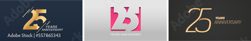 25 years anniversary vector icon, logo. Isolated graphic design set with number for 25th anniversary birthday