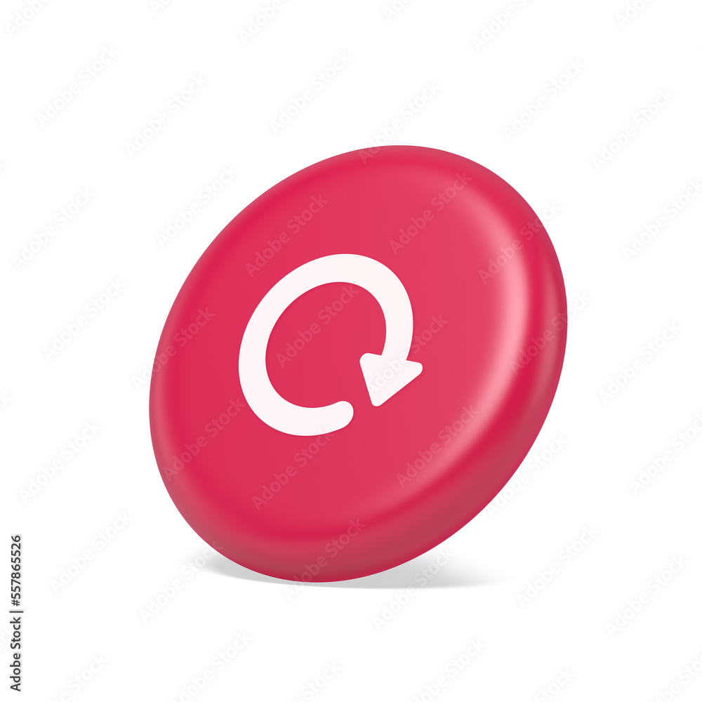 Circular arrow button curved dynamic loading progress navigation cursor 3d isometric realistic icon Circular arrow button curved dynamic loading progress navigation cursor 3d isometric realistic icon