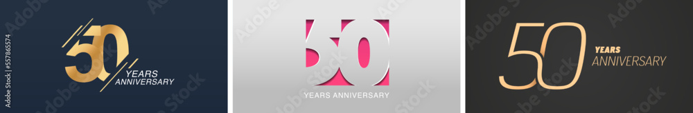 50 years anniversary vector icon, logo. Isolated graphic design set with number for 50th anniversary birthday - obrazy, fototapety, plakaty 