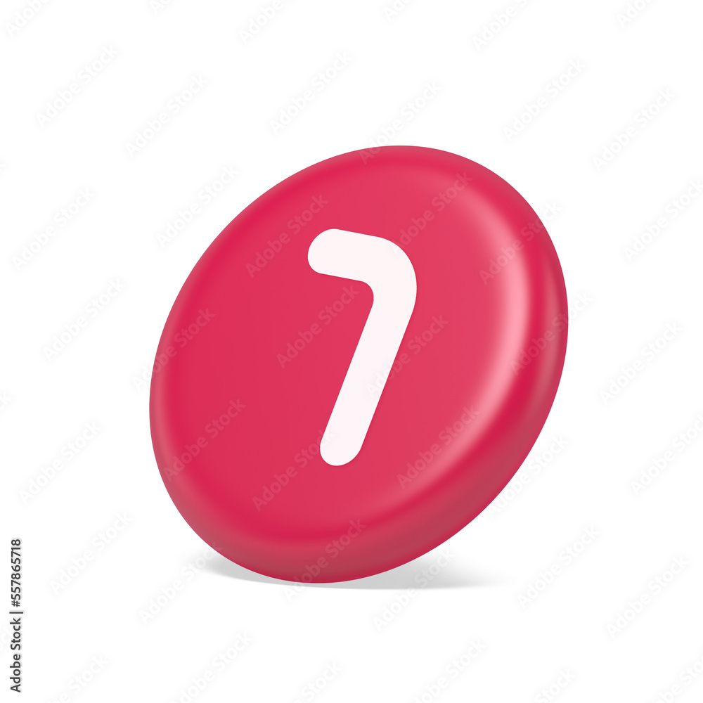 Seven number pink button accounting financial service web application panel 3d side view icon Seven number pink button accounting financial service web application panel 3d side view icon