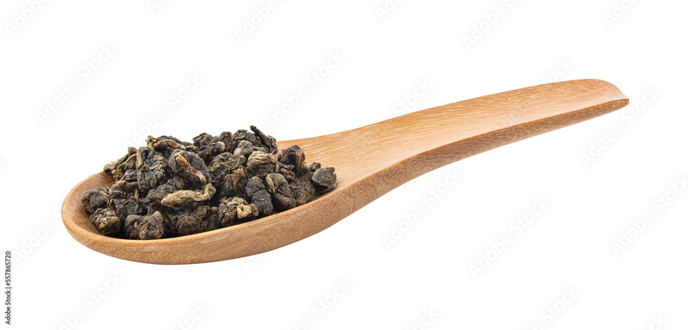Dry tea leaves in wood spoon isolated on transparent png Dry tea leaves in wood spoon isolated on transparent png
