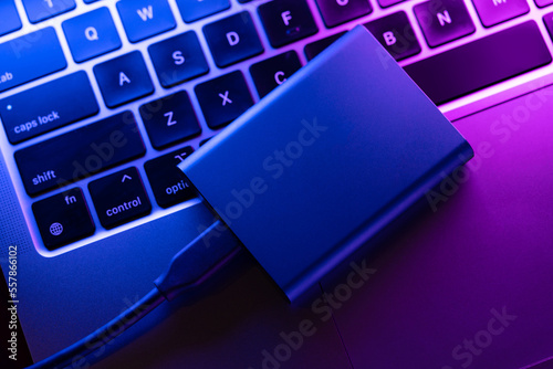 External SSD drive for storing information, personal data.