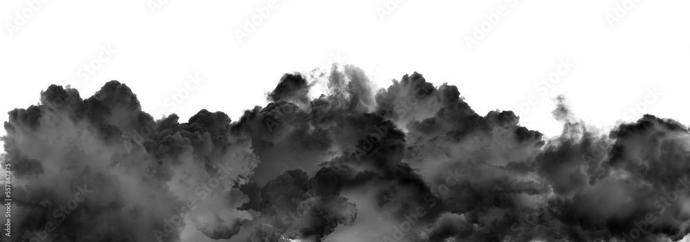 black  clouds or smoke isolated on transparent png