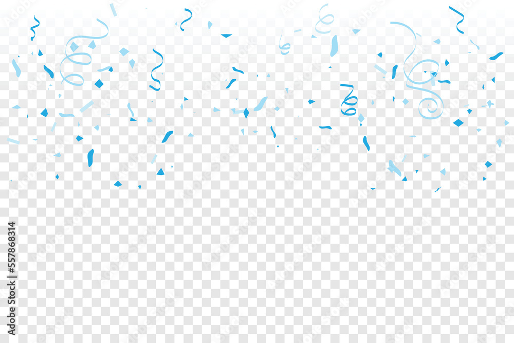 Blue Confetti And Ribbon On Transparent Background. Congratulations Banner. Celebration Event. Birthday. Argentina Flags color concept. Vector Illustration Blue Confetti And Ribbon On Transparent Background. Congratulations Banner. Celebration Event. Birthday. Argentina Flags color concept. Vector Illustration