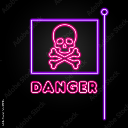 danger neon sign, modern glowing banner design, colorful modern design trends on black background. Vector illustration.